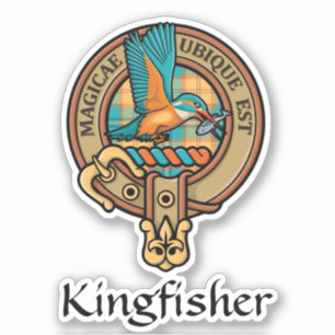 Kingfisher Crest over Tartan Sticker