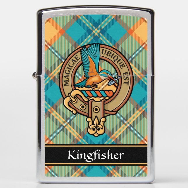Kingfisher Crest over Tartan Zippo Lighter (Voorkant)