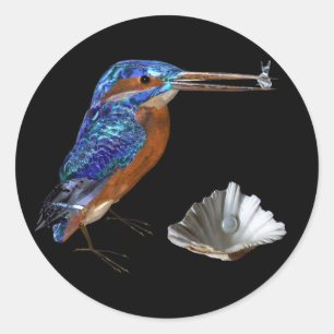 KINGFISHER, Electric Blue, Black Ronde Sticker