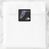 KINGFISHER, Electric Blue, Black Vierkante Sticker (Tas)