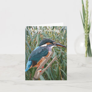 Kingfisher en Willow editable Birthday Kaart