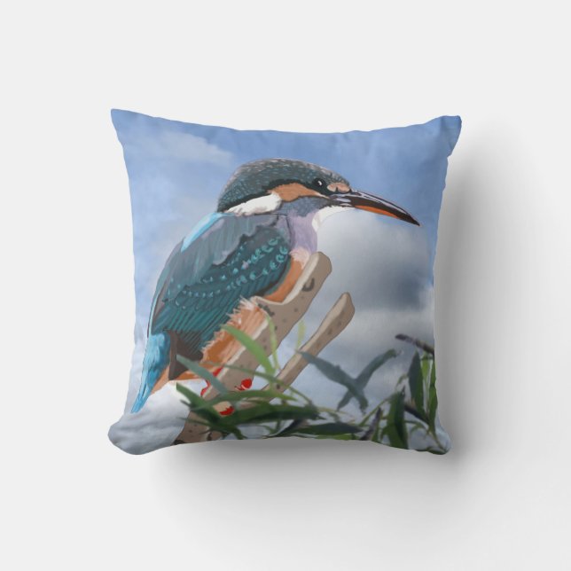 Kingfisher en Willow Omkeerbaar Sierkussen (Voorkant)