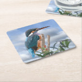 Kingfisher en Willow Vierkante Kartonnen Onderzetter (Schuin)