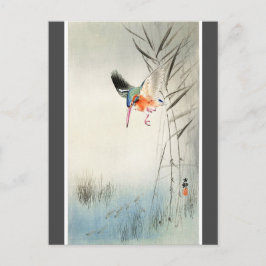 Kingfisher Hunting - Ohara Koson - houtskool Briefkaart