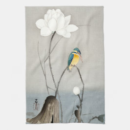 Kingfisher met Lotus Flower - Ohara Koson - Theedoek