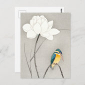 Kingfisher met Lotus Flower Ohara Koson vergroot Briefkaart (Voorkant / Achterkant)