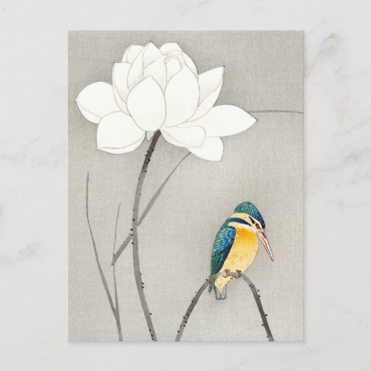 Kingfisher met Lotus Flower Ohara Koson vergroot Briefkaart (Voorkant)