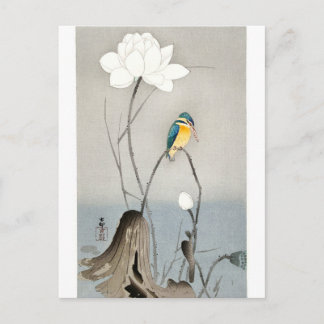 Kingfisher met Lotus Flower - Ohara Koson - wit Briefkaart