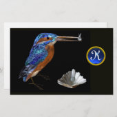 KINGFISHER MONOGRAM, Blue Sapphire, Black Briefpapier (Voorkant / Achterkant)