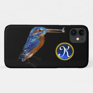 KINGFISHER MONOGRAM, elektrisch blauw, zwart iPhone 11 Hoesje