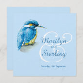 Kingfisher oiseau bleu carré invitations mariage (Devant / Derrière)
