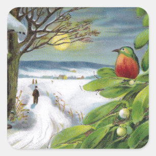 Kingfisher over het nieuwjaar Mistletoe Vierkante Sticker