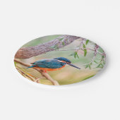 Kingfisher Perched op Branch Papieren Bordje (Gekanteld)