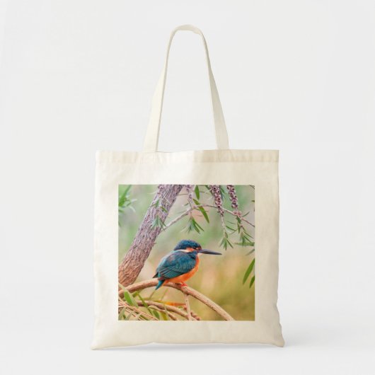 Kingfisher Perched op Branch Tote Bag (Voorkant)