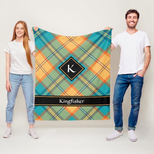 Kingfisher Tartan Fleece Blanket (In situ)