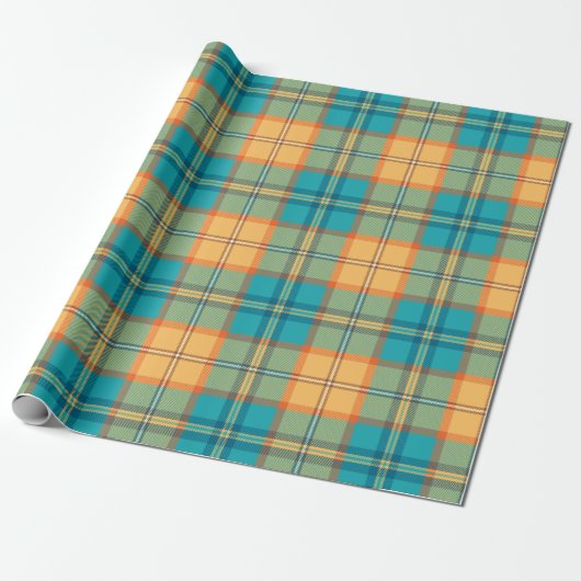 Kingfisher Tartan Wrapping Paper Cadeaupapier (Uitgerold)