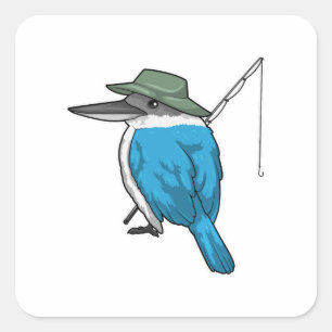 Kingfisher Vist Fisher Vissen rod Vierkante Sticker