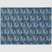 Kingfisher Vogel en  Blauw Damast Patroon Tissuepapier (Voorkant)