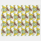 Kingfisher vogel en gele rozen wit fleece deken (Voorkant (Horizontaal))
