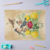  Kingfisher Vogel en Rozen Weefselpapier Tissuepapier (Craft)