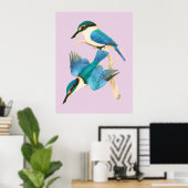 Kingfisher vogelroze Waterverf Poster (Thuiskantoor)
