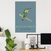 Kingfisher-vogelvintage-poster Poster (Thuiskantoor)