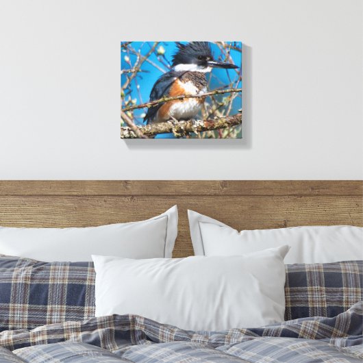 Kingfisher Wild Bird Canvas Print (Insitu (Slaapkamer))