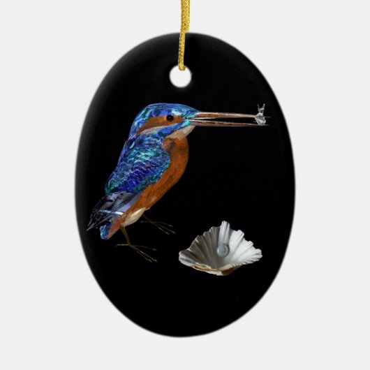 KINGFISHER, ZEEHENGELSEN BLAUWE SAPPHIER HART MONO KERAMISCH ORNAMENT (Voorkant)