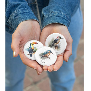 Kingfisher zittend op een aanpasbare tak ronde button 3,2 cm