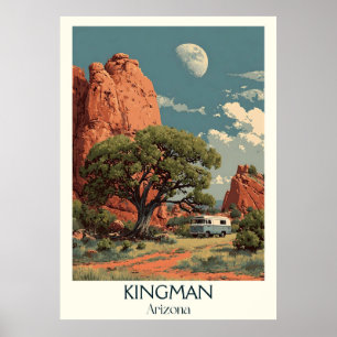 Kingman Arizona Retro Travel Poster    rout