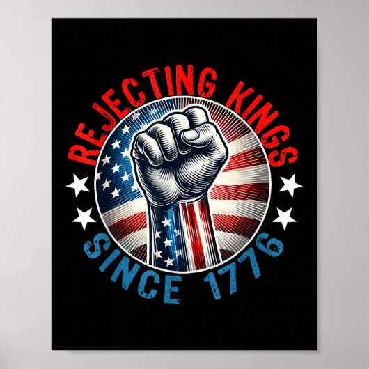 Kings afwijzen sinds 1776 handgreep ontwerp poster (Voorkant)