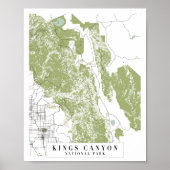 Kings Canyon National Park Retro Street Map Poster (Voorkant)