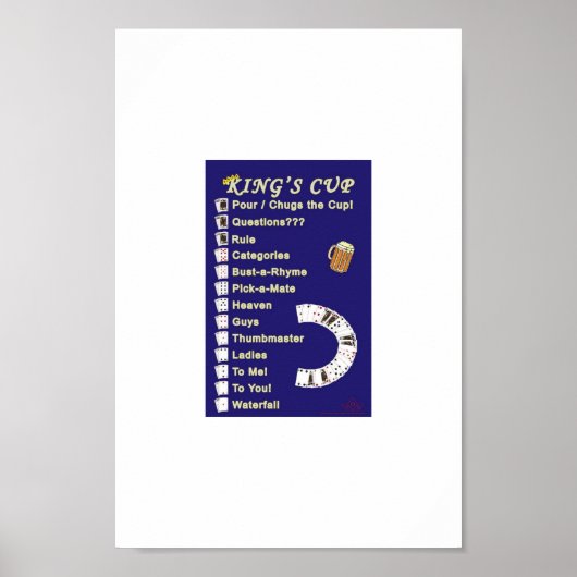 King's Cup Drink spelregels Poster (Voorkant)