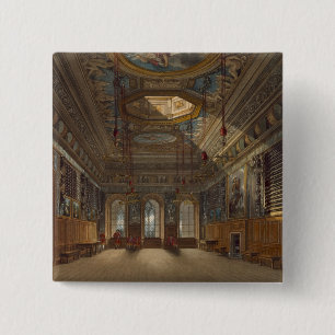 King's Guard Chamber, Windsor Castle, uit 'Royal' Vierkante Button 5,1 Cm