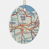 Kings Park NY  Map Keramisch Ornament (Rechts)
