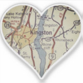 Kingston NY Classic Map Sticker (Voorkant)