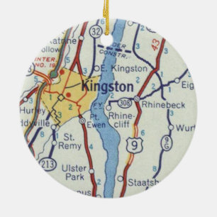 Kingston NY Map Keramisch Ornament