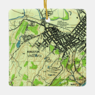 Kingston NY Map Keramisch Ornament