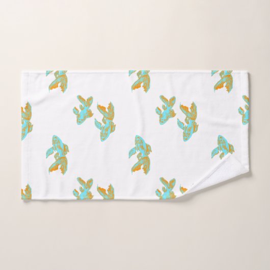 Kingyo Goldfish Bleu et orange (Serviette à main)
