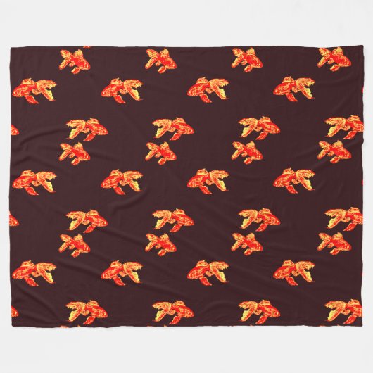 Kingyo Goldfish Red en geel Fleece Deken (Voorkant (Horizontaal))