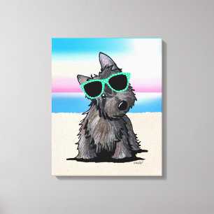 KiniArt Ash Cairn Terrier Dog Beach Canvas Afdrukk Afdruk