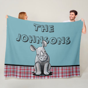 KiniArt Baby Rhino - Aangepersonaliseerde fleece B Deken