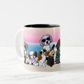 KiniArt Beach Chiens Café Mug (Devant gauche)