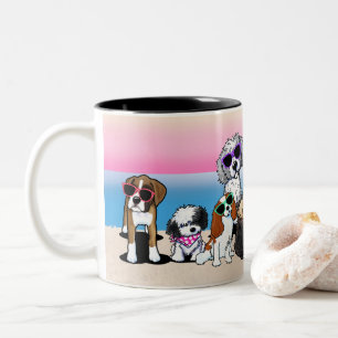 KiniArt Beach Dogs Coffee Mok