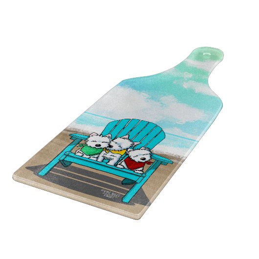 KiniArt Beach Westies Snijplank (Hoek)