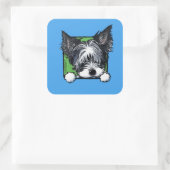 KiniArt Biewer Yorkie Large Square Sticker (Tas)