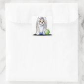 KiniArt Biewer Yorkie Terrier Vierkante Sticker (Tas)