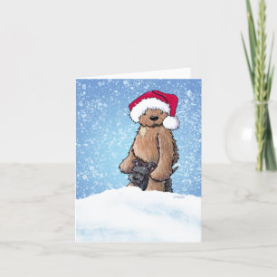 KiniArt Bigfoot & Scottie Dog kerstKaart Feestdagen Kaart