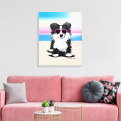 KiniArt Border Collie Dog Beach Canvas Afdruk (Insitu (Woonkamer))