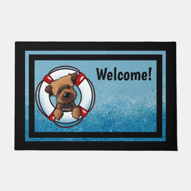 KiniArt Border Terrier Rescue Doormat Deurmat (Voorkant)
